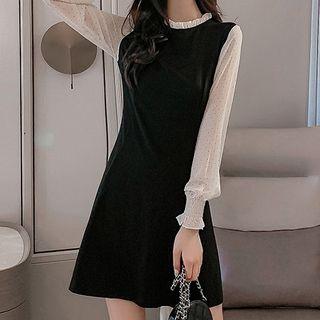 Mock Two-piece Dotted A-line Dress