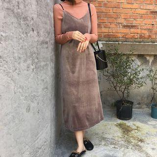 Spaghetti Strap Midi Velvet Dress