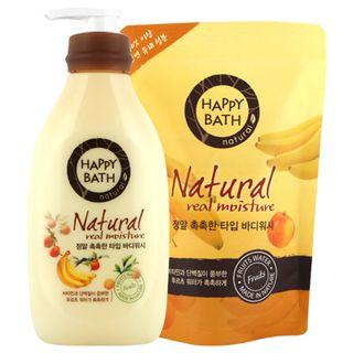 Happy Bath - Natural Real Moisture Set: Body Wash 500g + Refill 250g