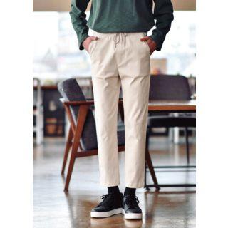Elasticized-waist Cotton Pants