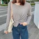 Long-sleeve Cinch-waist Knit Top