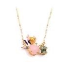 Fashion Creative Plated Gold Enamel Small Fish Coral Cubic Zirconia Necklace Golden - One Size