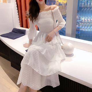 Chiffon Off-shoulder Layer Dress