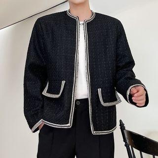 Round Neck Contrast Trim Jacket