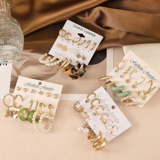 Set Of 6 Pairs: Hoop Earring + Stud Earring