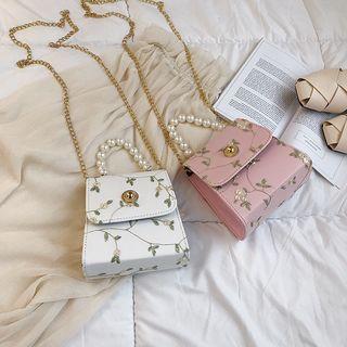 Floral Embroidered Trapezoid Handbag