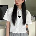 Short-sleeve Heart Cutout Shirt