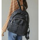 Pleather-handle Backpack Black - One Size