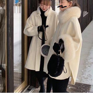 Fluffy Trim Plain Coat