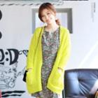 Open-front Pointelle-knit Cardigan
