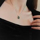 Rhinestone Pendant Sterling Silver Necklace Xl1418 - Green - One Size