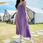 U-neck Ringer Flared Long Tank Dress