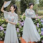 Short-sleeve Embroidered Hanfu Midi A-line Dress