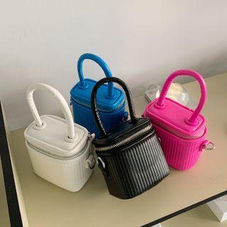 Zipped Quilted Box Hand Bag With Strap