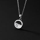 Faux Crystal Sterling Silver Hoop Pendant Necklace S925 Silver - Silver - One Size