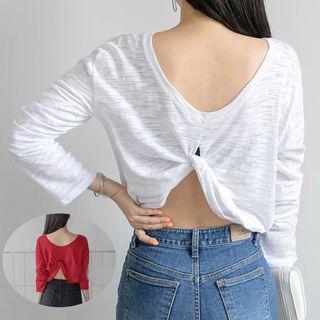 Long-sleeve Twisted Back T-shirt