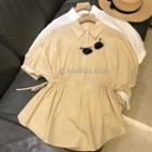 Plain Button-up Drawstring Blouse