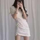 Square-neck Puff-sleeve Cropped Dress