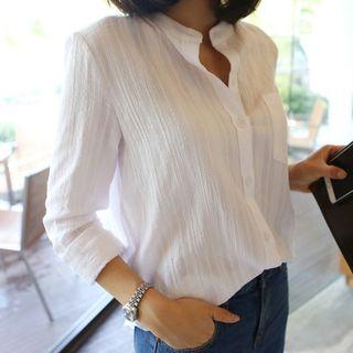 Textured Stand Collar Shirt