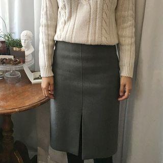 Slit-hem H-line Knit Skirt
