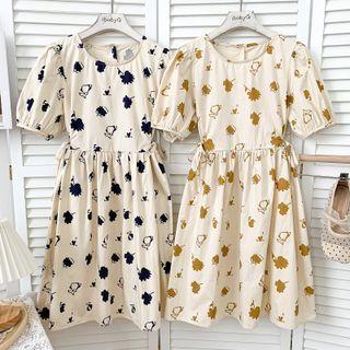 Tie-side Printed Midi Dress