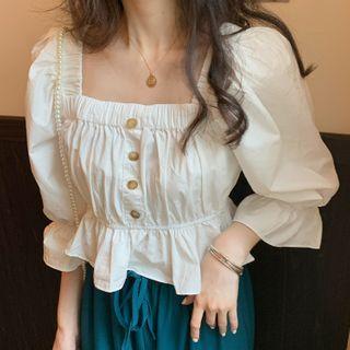 3/4-sleeve Puff-sleeve Top