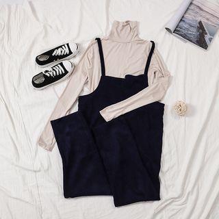 High Neck Long Sleeve Top / Corduroy Jumper Pants