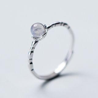 925 Sterling Silver Moonstone Open Ring Adjustable - S925 Sterling Silver Ring - One Size