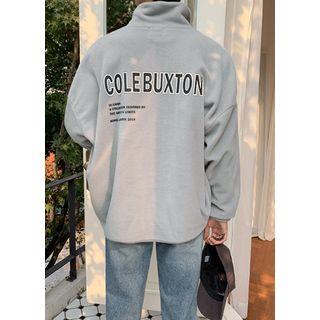 Letter-printed Brush-fleece Oversized Pullover