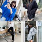 Deep-slit Oversized Long T-shirt
