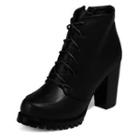 Lace-up Chunky Heel Short Boots