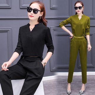 Set: Plain Blouse + Dress Pants
