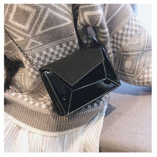 Velvet Panel Stitched Clutch Bag