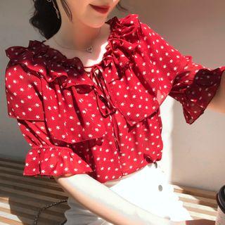 Ruffle Chiffon Short-sleeve Blouse