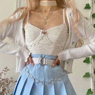Floral Embroidered Crop Lace Camisole Top