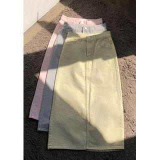 Zip-fly Pastel Long Skirt