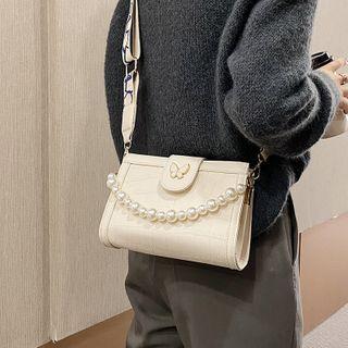 Faux Pearl Butterfly Crossbody Bag
