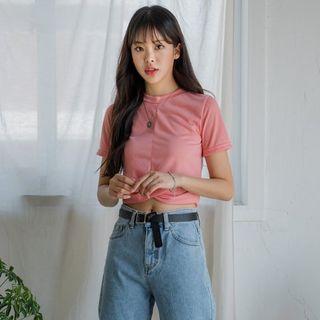 Twist-hem Cropped T-shirt