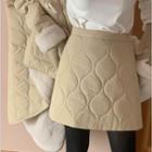 Plain Quilted Mini A-line Skirt Almond - One Size