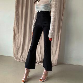 Flat-front Boot-cut Suspender Pants