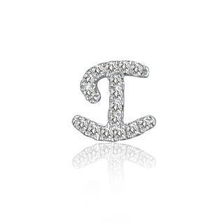 Left Right Accessory - 9k White Gold Initial I Pave Diamond Single Stud Earring (0.04cttw)