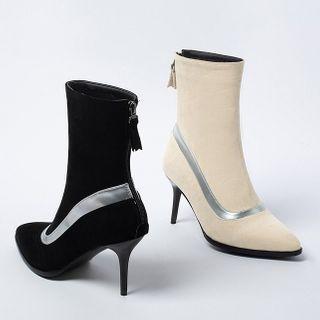 Two-tone Panel Stiletto Heel Short Boots