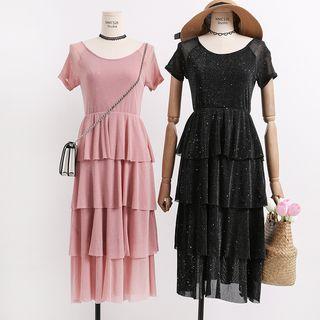 Glitter Layered Midi Dress