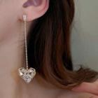 Heart Dangle Earring Silver Earring - Gold - One Size