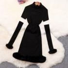 Short Sleeve Mock Neck Dress With Mittens