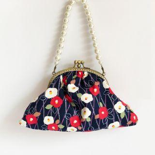 Floral Print Pouch Red & White Floral - Black - One Size