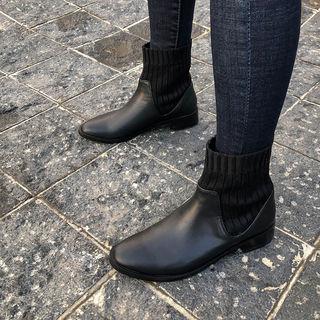 Knit-detail Ankle Boots In 2 Designs