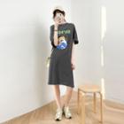 Round-neck Printed Oversized Dress