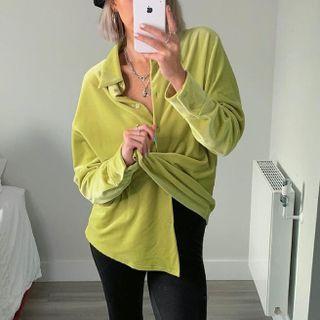 Long Sleeve Velvet Loose-fit Shirt