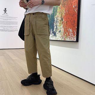 Pocket Detail Cropped Straight-cut Pants